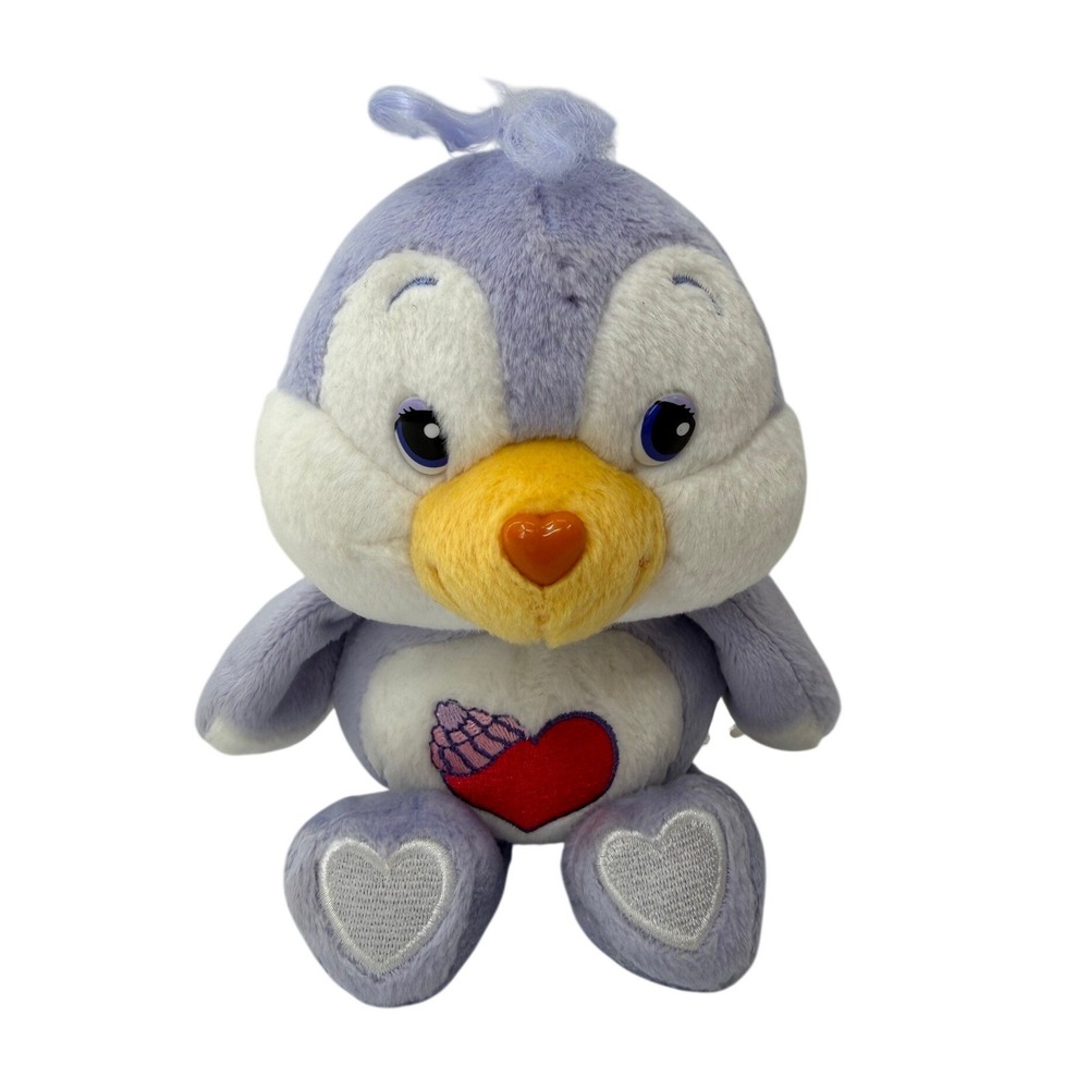 Care Bears Cousins Cozy Heart Penguin Plush 8in Purple Beanbag Toy 2002 Vintage
